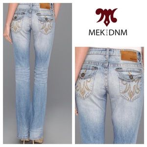 MEK DNM Wyatt slim boot cut blue magic denim jeans